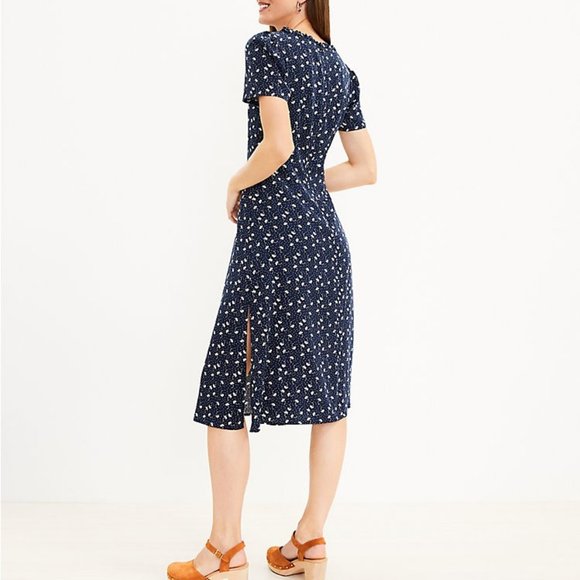 LOFT Floral Cinched Midi Dress - Picture 3 of 10